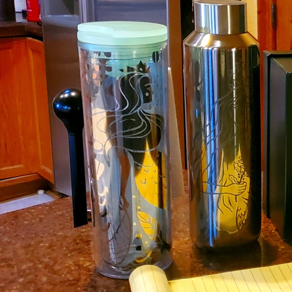 2 Mermaid tumbler cup plastic and stainless